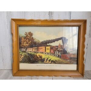 American Express train reliance framed hanging coal car home decor passenger
